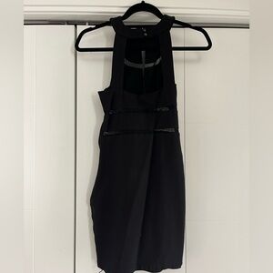 GUESS Bodycon Halter Dress with Sheer Paneling